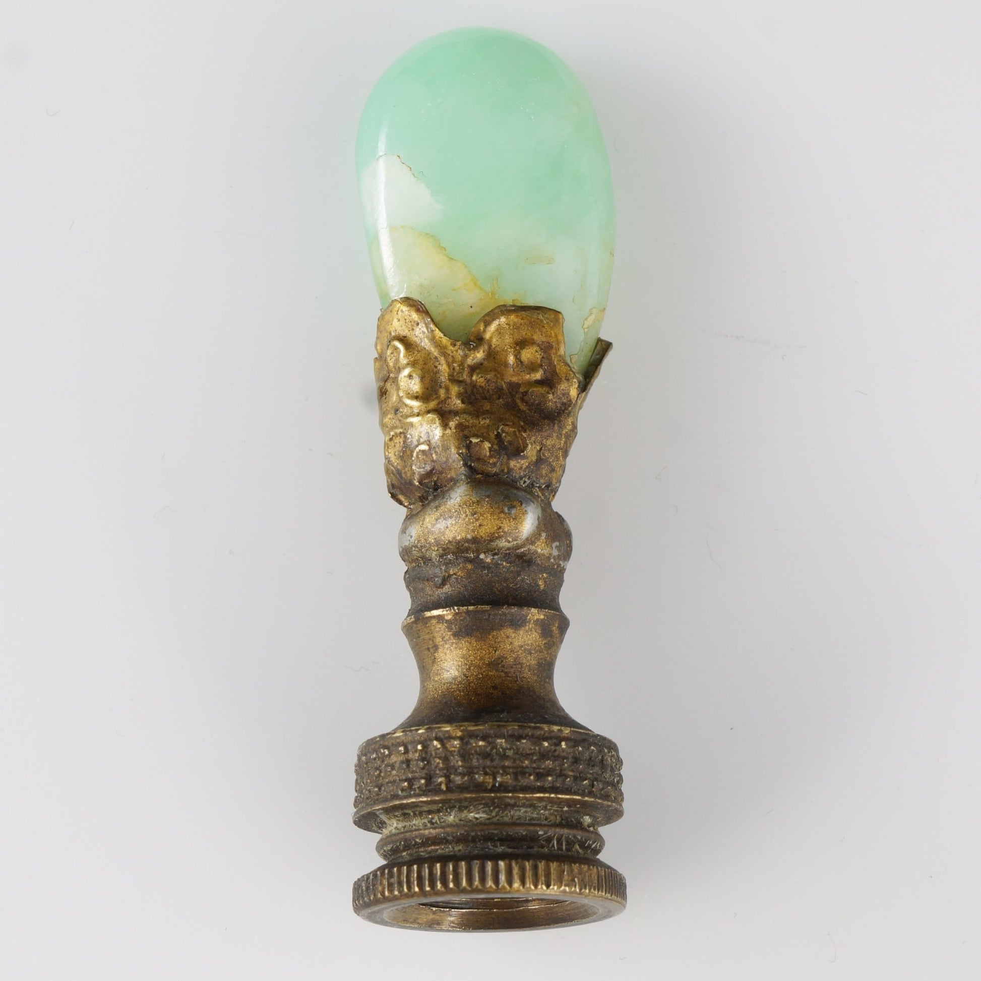 Vintage Chinese Green Jadeite Lamp Finial Republic Period - Bear and Raven Antiques