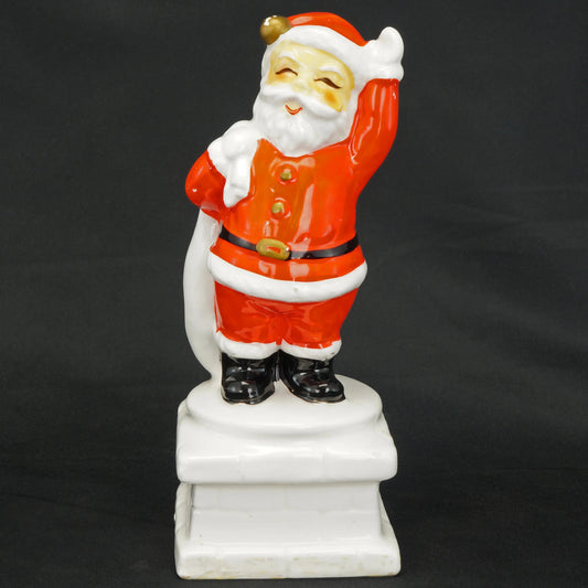 Vintage INARCO Ceramic Santa Waving on Chimney with Bag 1950’s - Bear and Raven Antiques