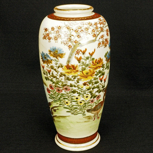 Vintage Occupied Japan Satsuma Vase with Geese c 1947 - Bear and Raven Antiques