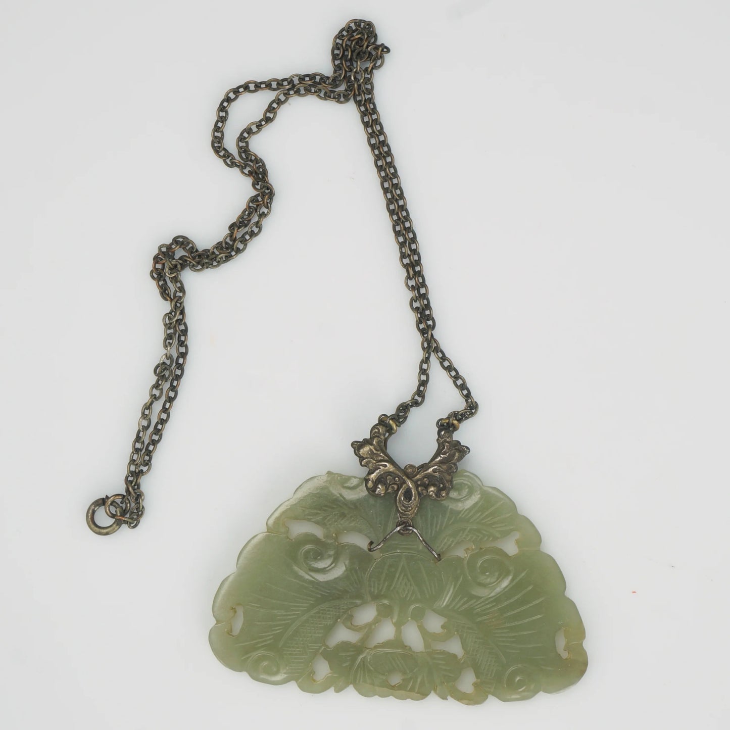 19th C Chinese Jade Butterfly Necklace Late Qing - Bear and Raven Antiques