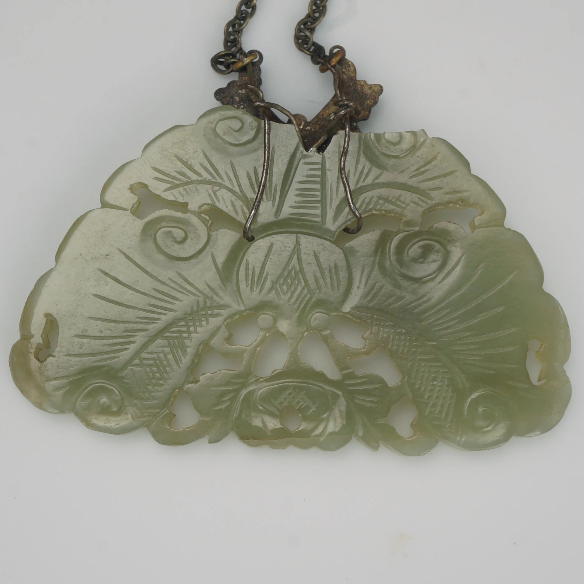 19th C Chinese Jade Butterfly Necklace Late Qing - Bear and Raven Antiques