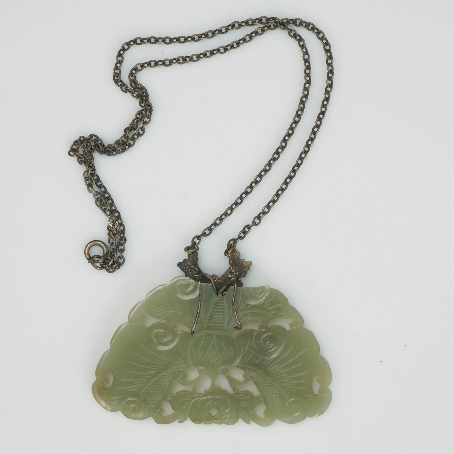 19th C Chinese Jade Butterfly Necklace Late Qing - Bear and Raven Antiques