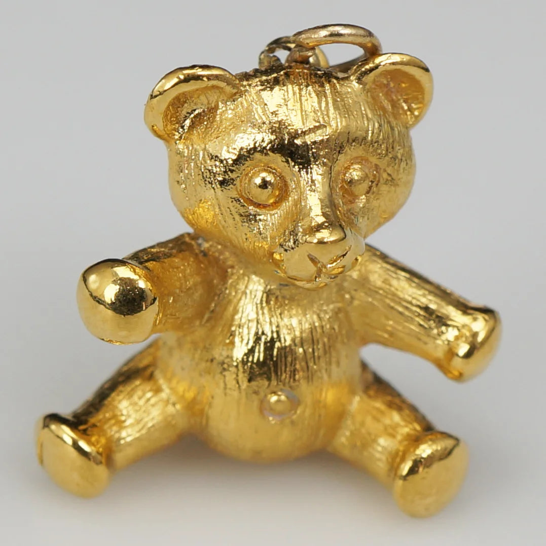 2 pc Lot Vintage Tiny Gold Filled Teddy Bear Charms/Pendants