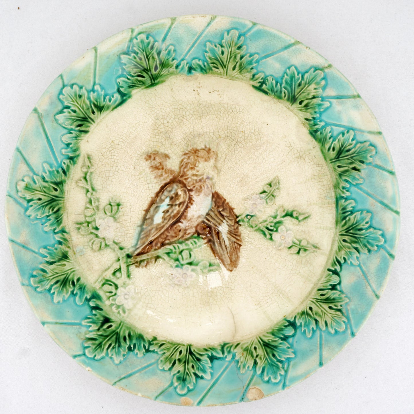 Majolica Cockatoo Plate Late 19th Century