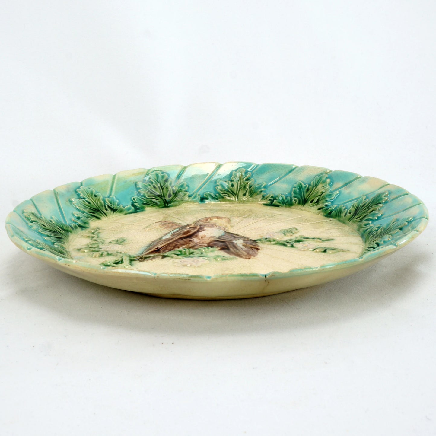 Majolica Cockatoo Plate Late 19th Century