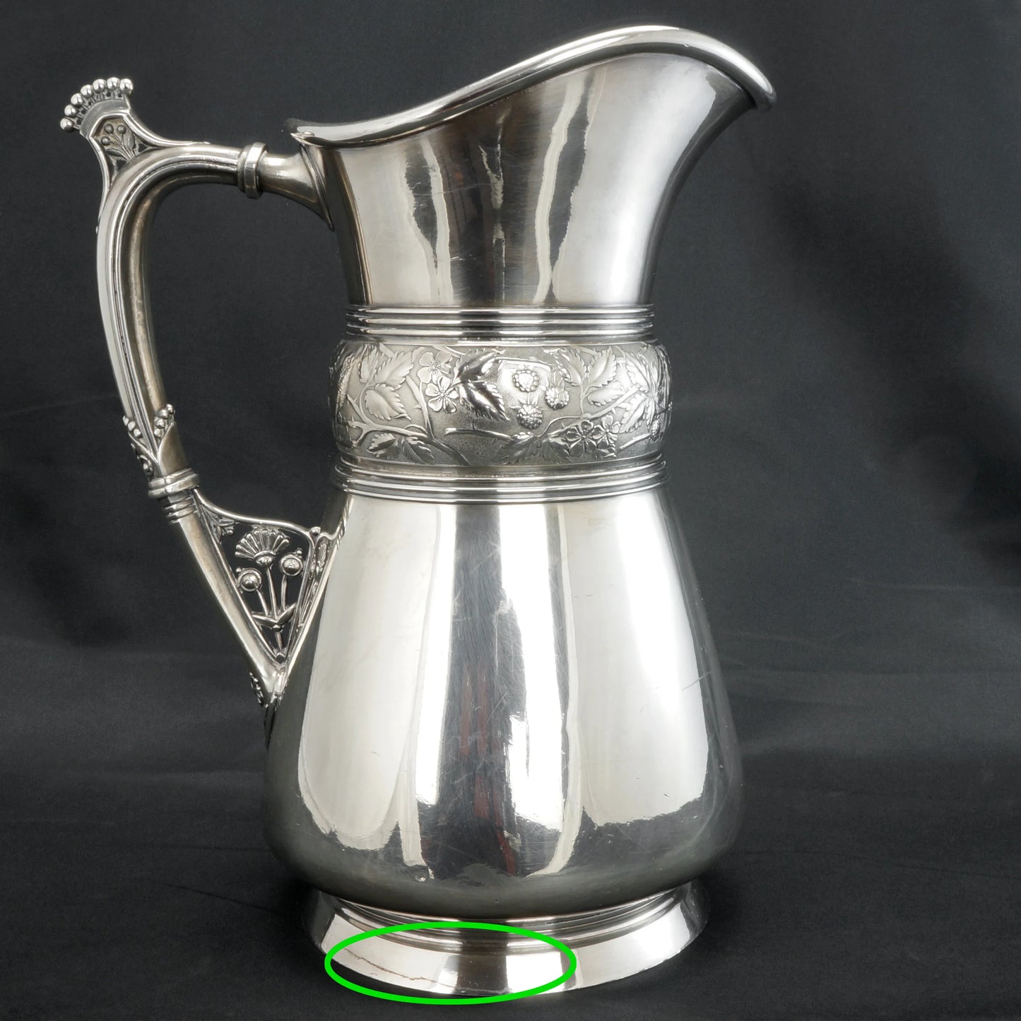 Victorian Meriden Monogrammed Silverplate Pitcher Late 19th Century