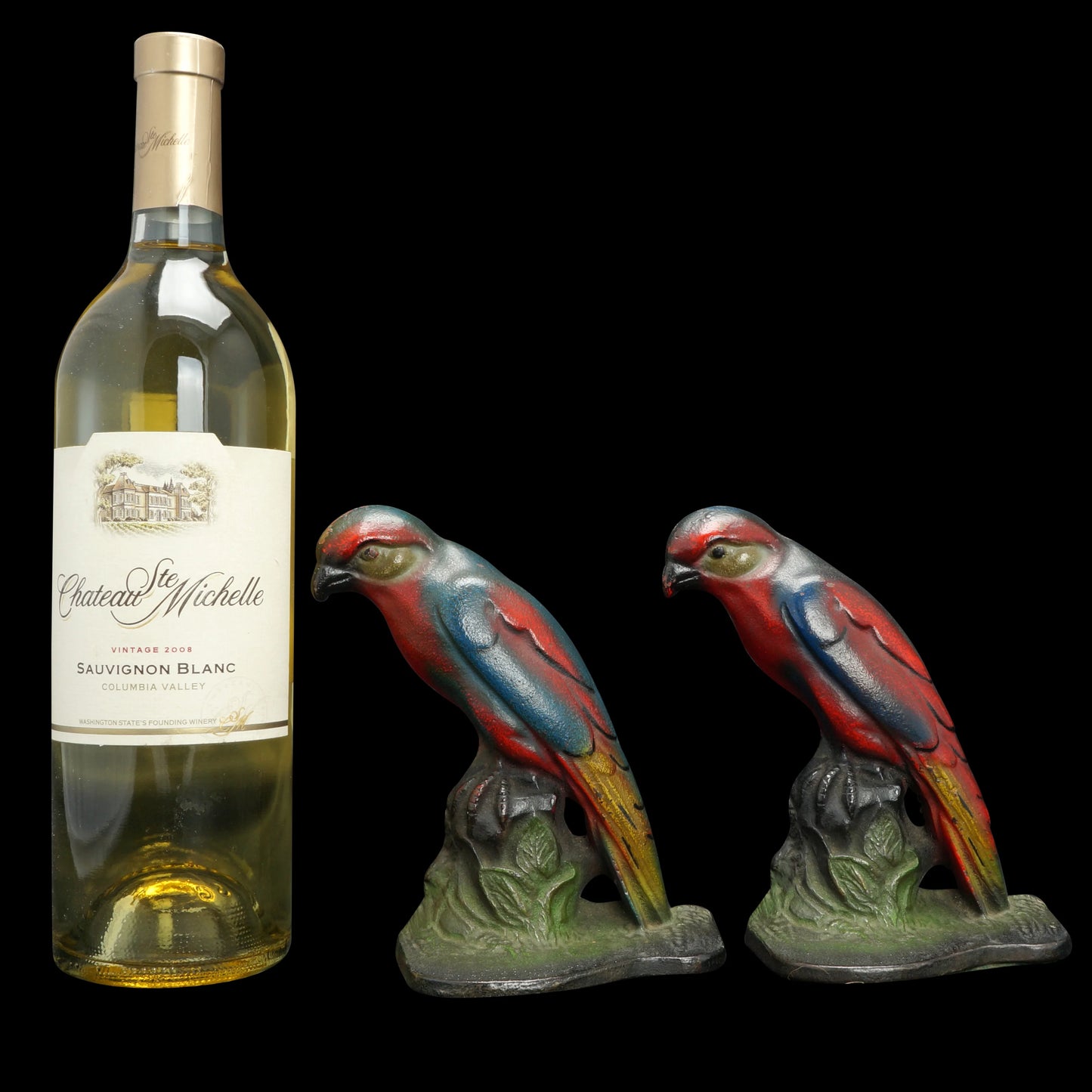 Pair of Cast Iron Parrot Bookends Marked 1920’s