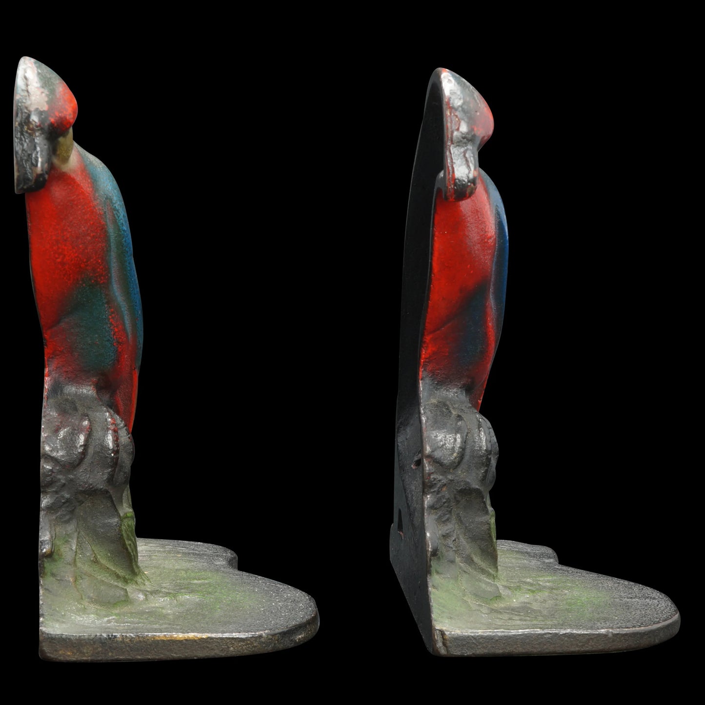 Pair of Cast Iron Parrot Bookends Marked 1920’s