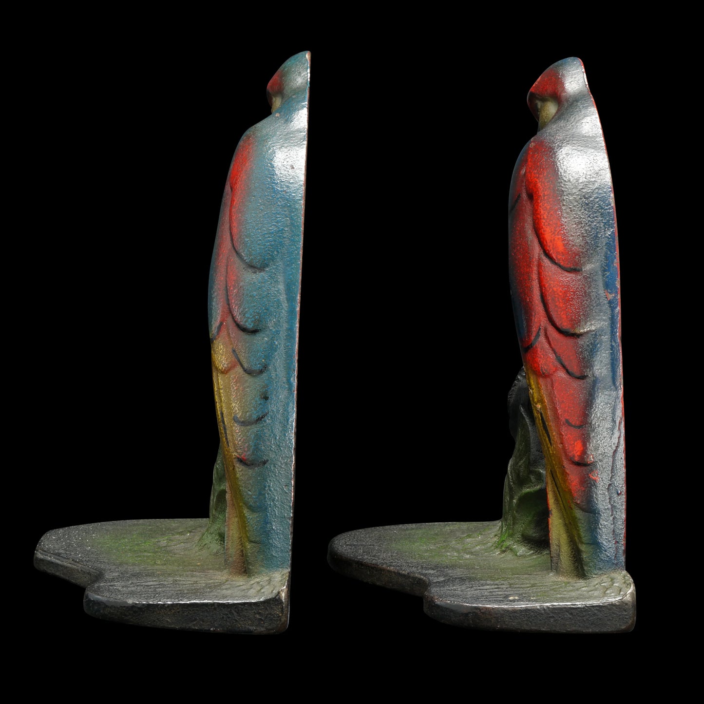 Pair of Cast Iron Parrot Bookends Marked 1920’s