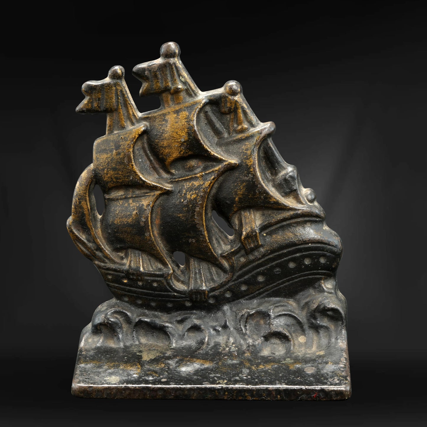 Pair of Sailing Ship Cast Iron Bookends Verona Circa 1925