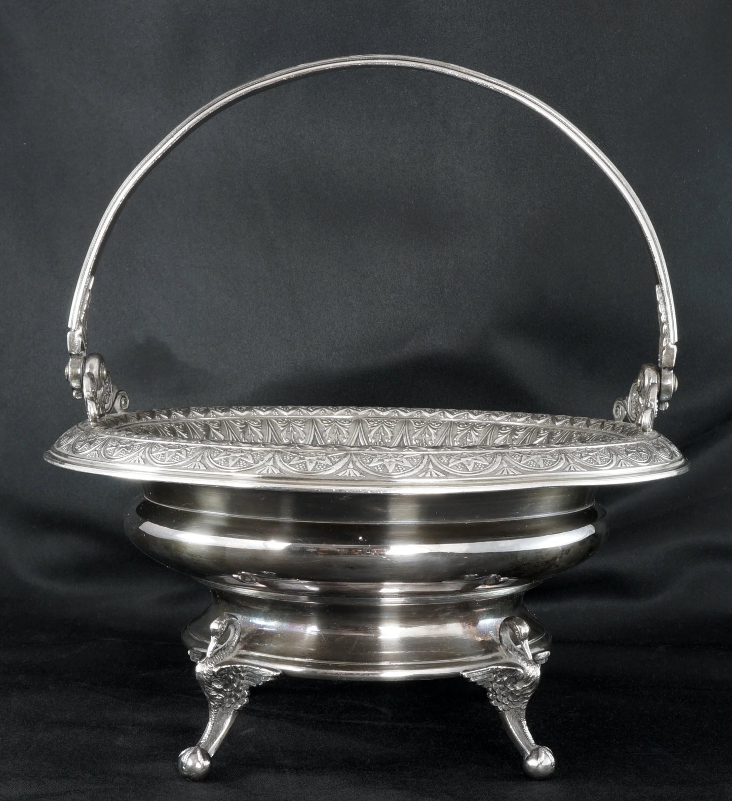 Aesthetic Movement Victorian Derby Silver Plate Cake Basket Circa 1883 - Bear and Raven Antiques