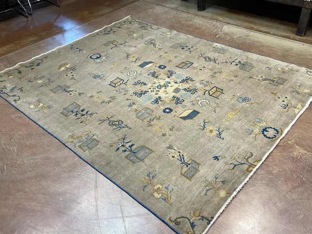 Antique Chinese Beige Nichols Rug 7′ X 10′ - Bear and Raven Antiques