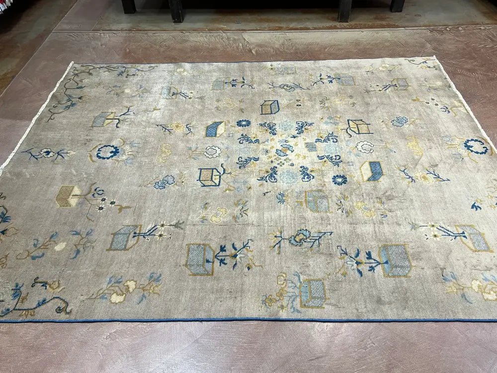 Antique Chinese Beige Nichols Rug 7′ X 10′ - Bear and Raven Antiques