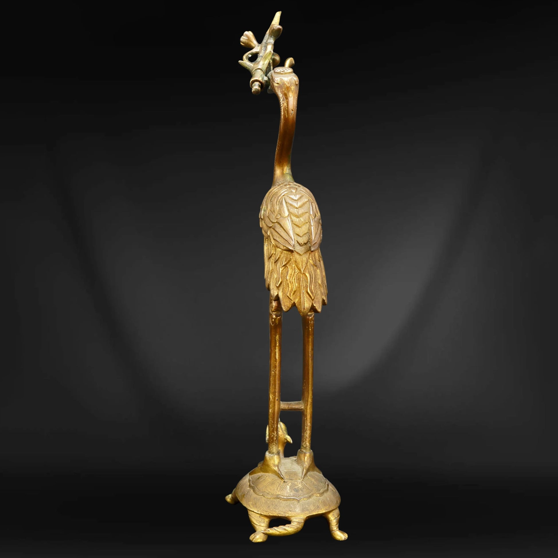 Antique Chinese Gilt Bronze Crane Figure Incense Holder 18th/19th Century - Bear and Raven Antiques