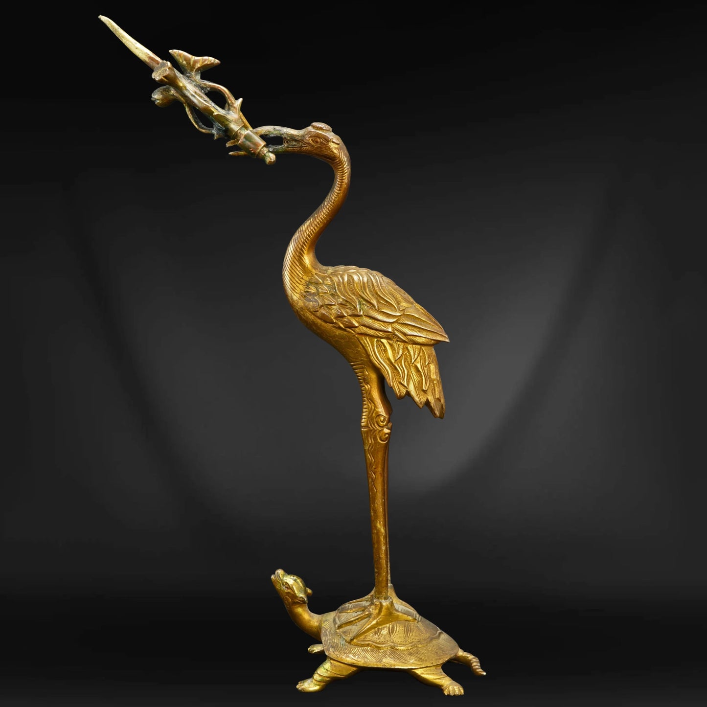 Antique Chinese Gilt Bronze Crane Figure Incense Holder 18th/19th Century - Bear and Raven Antiques