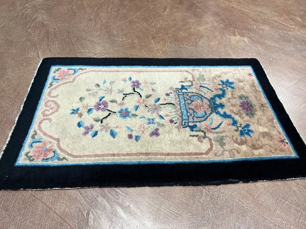 Antique Chinese Ivory Peking Rug 2′ X 3 - Bear and Raven Antiques