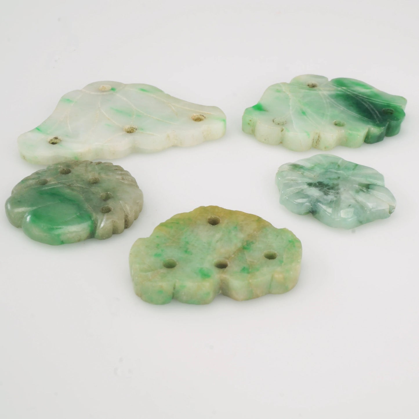 Antique Chinese Jadeite Jade Clothing Ornaments 19th Century – Lot of 5 - Bear and Raven Antiques