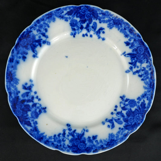 Antique Flow Blue (8 3/4 in) Luncheon Plate WH Grindley MARGUERITE Pattern - Bear and Raven Antiques