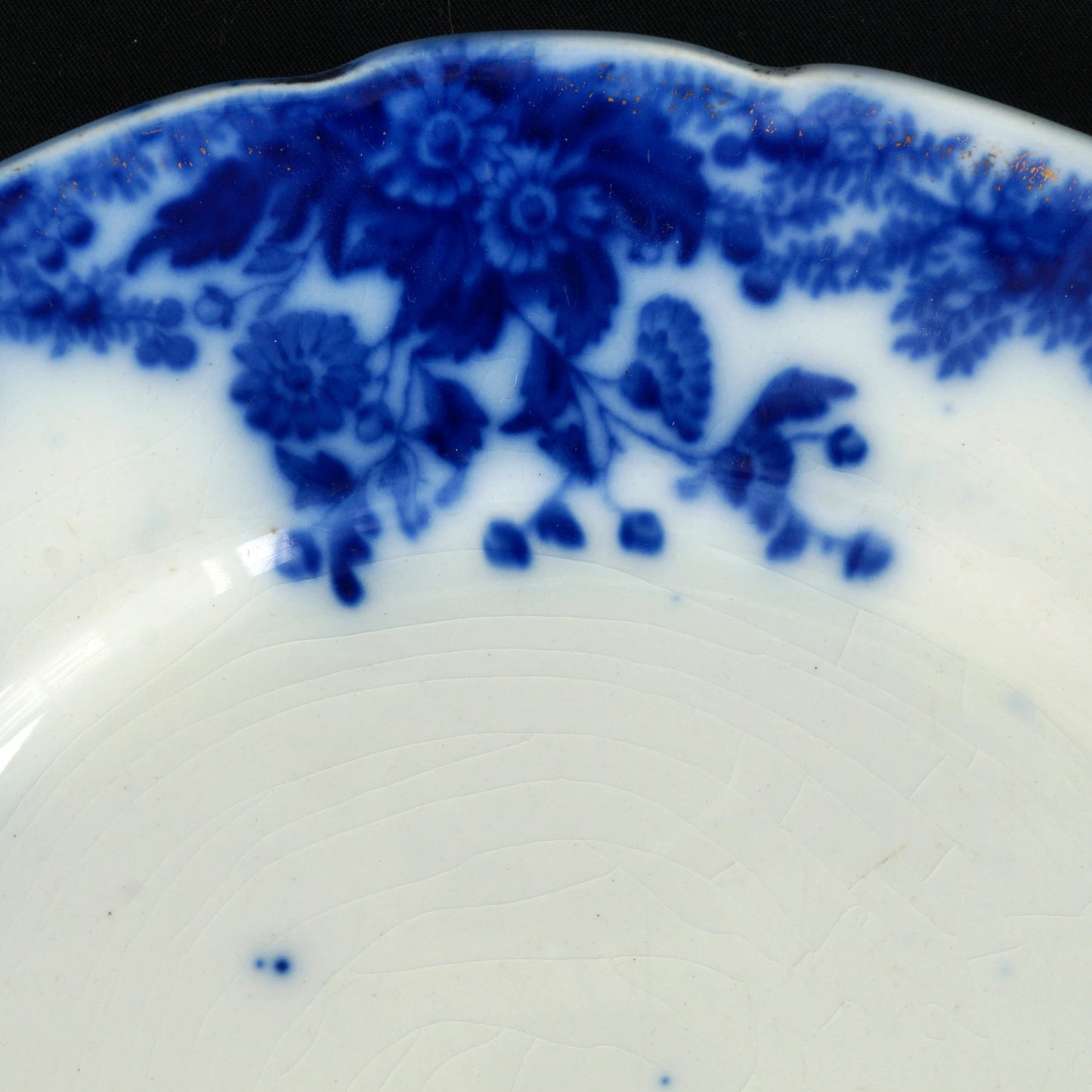 Antique Flow Blue (8 3/4 in) Luncheon Plate WH Grindley MARGUERITE Pattern - Bear and Raven Antiques