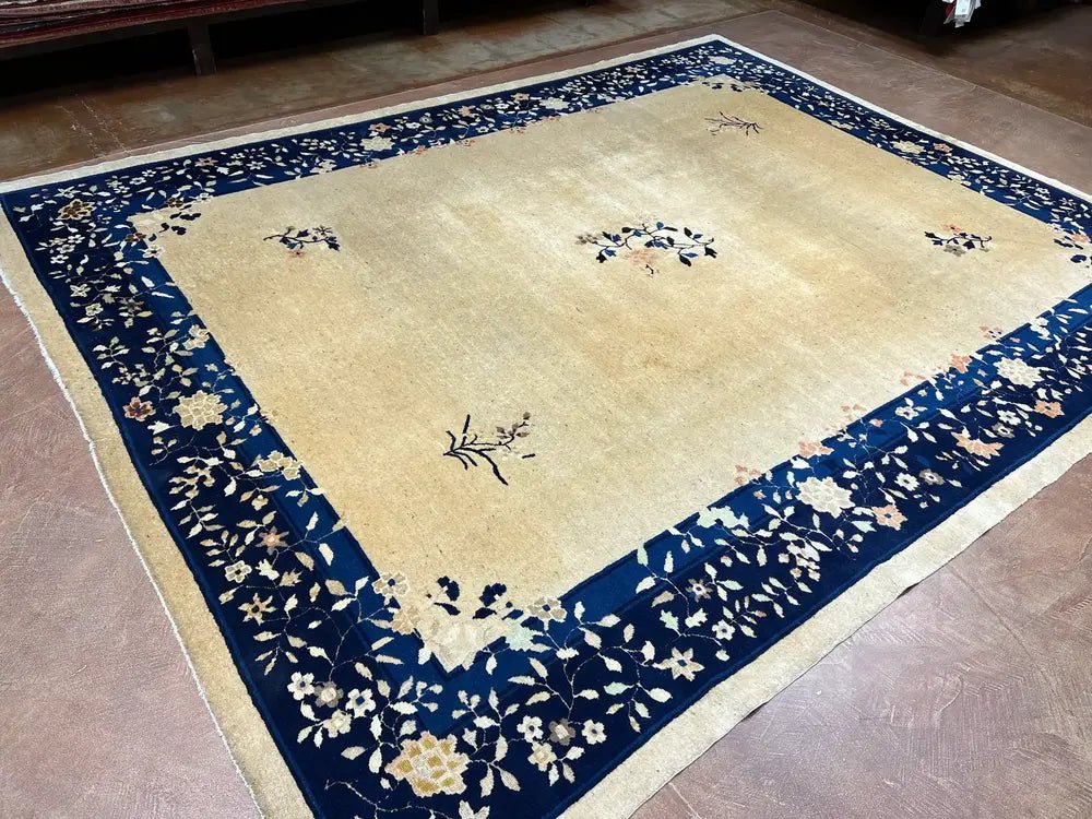 Antique Ivory Chinese Peking Rug 9′ X 12′ - Bear and Raven Antiques