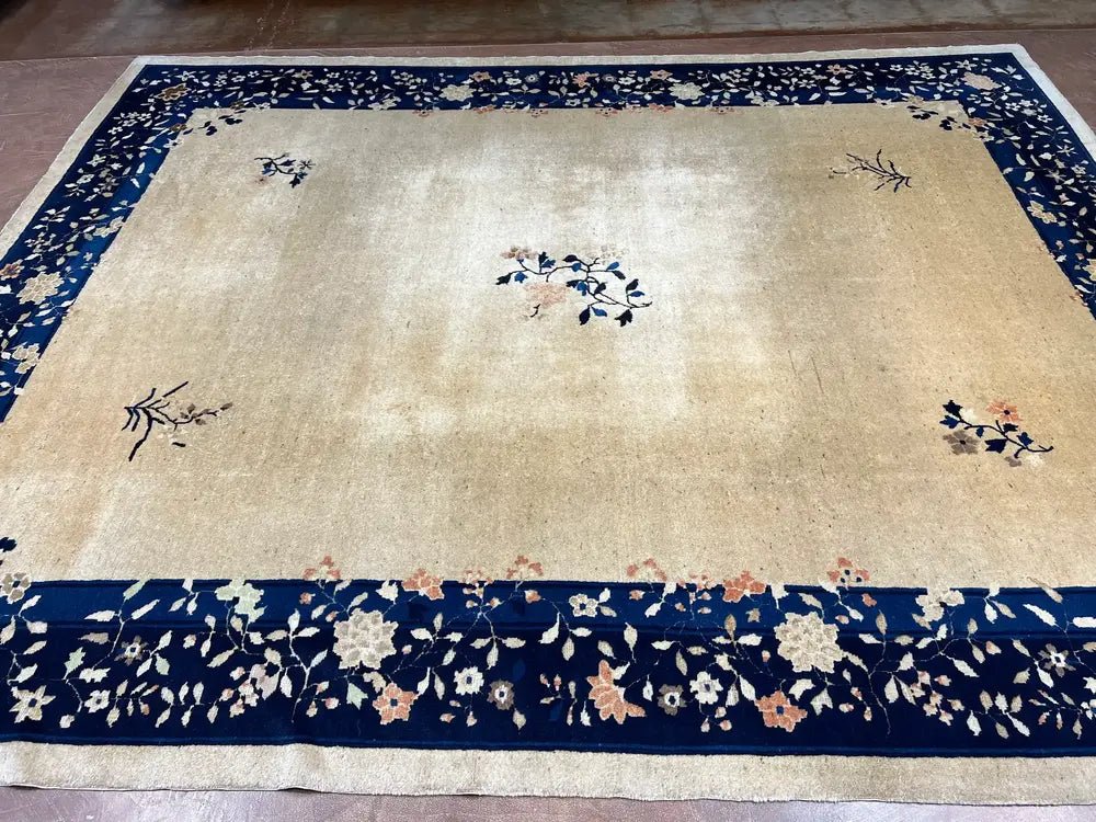 Antique Ivory Chinese Peking Rug 9′ X 12′ - Bear and Raven Antiques