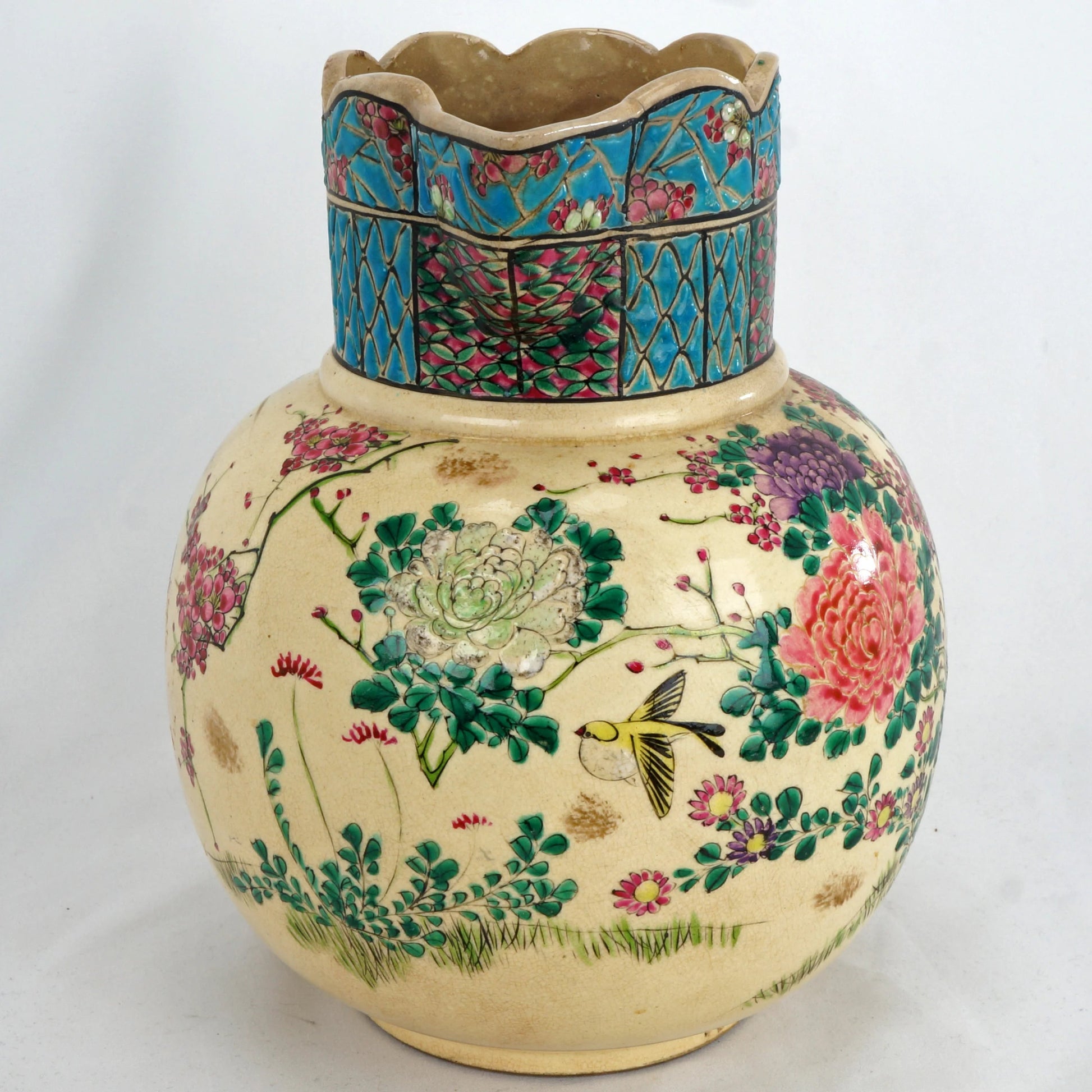 Antique Japanese Satsuma Awata Meiji Period Creamware Water Jug - Bear and Raven Antiques