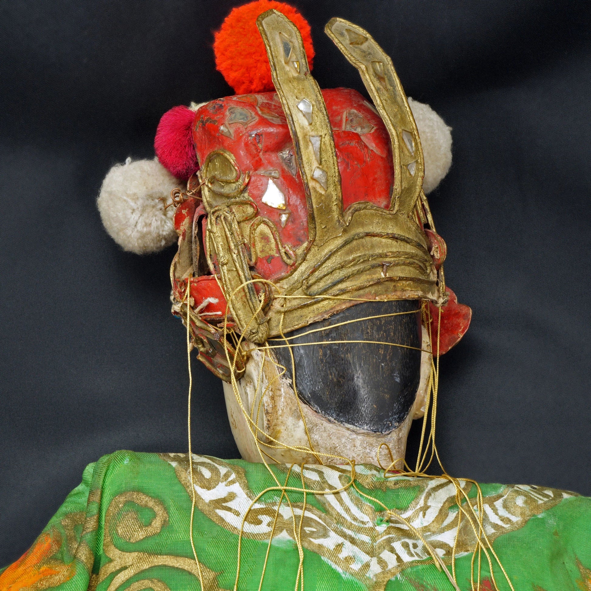 Antique Large Chinese Peking Opera Puppet (26 in) with Dragon Robe Late Qing - Bear and Raven Antiques