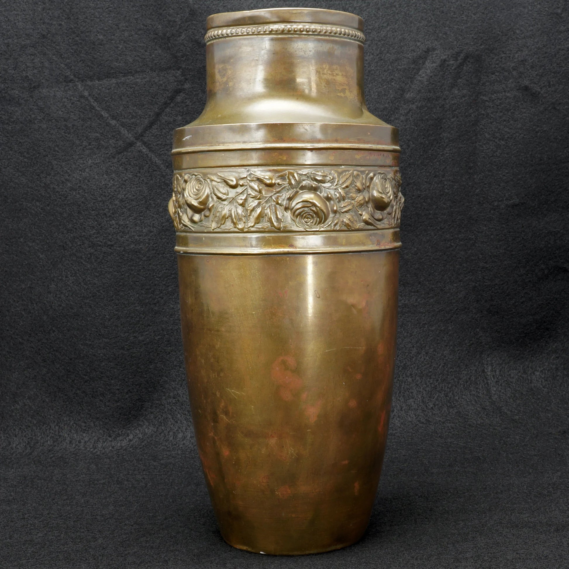 Art Deco Copper Vase with Floral Band and Bronze Patina Circa 1930 - Bear and Raven Antiques