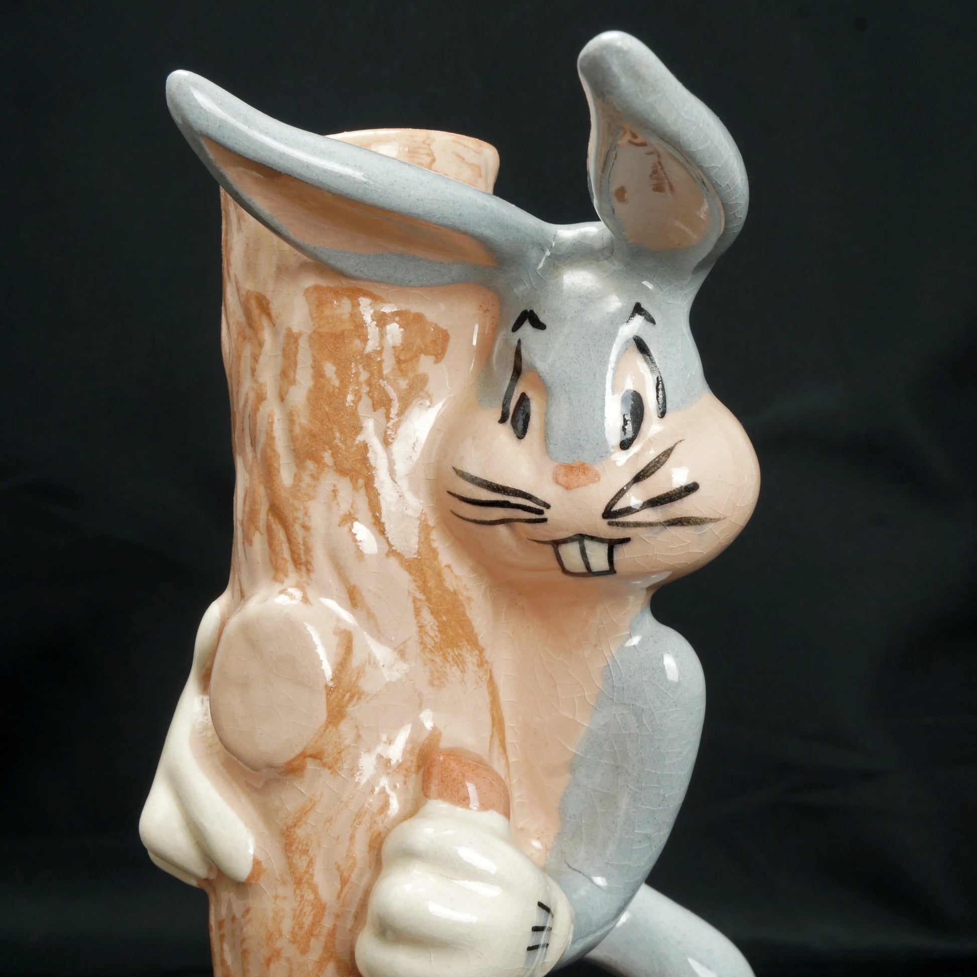 Bugs Bunny Behind Tree Ceramic Figural Vase Evan K. Shaw Laguna Pottery 1940’s - Bear and Raven Antiques