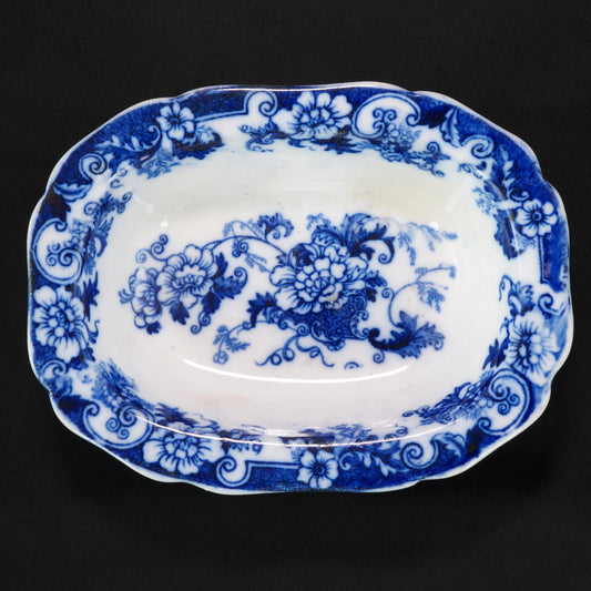 Cauldon England Flow Blue Soap or Relish Dish Bentick Pattern c 1890 - Bear and Raven Antiques