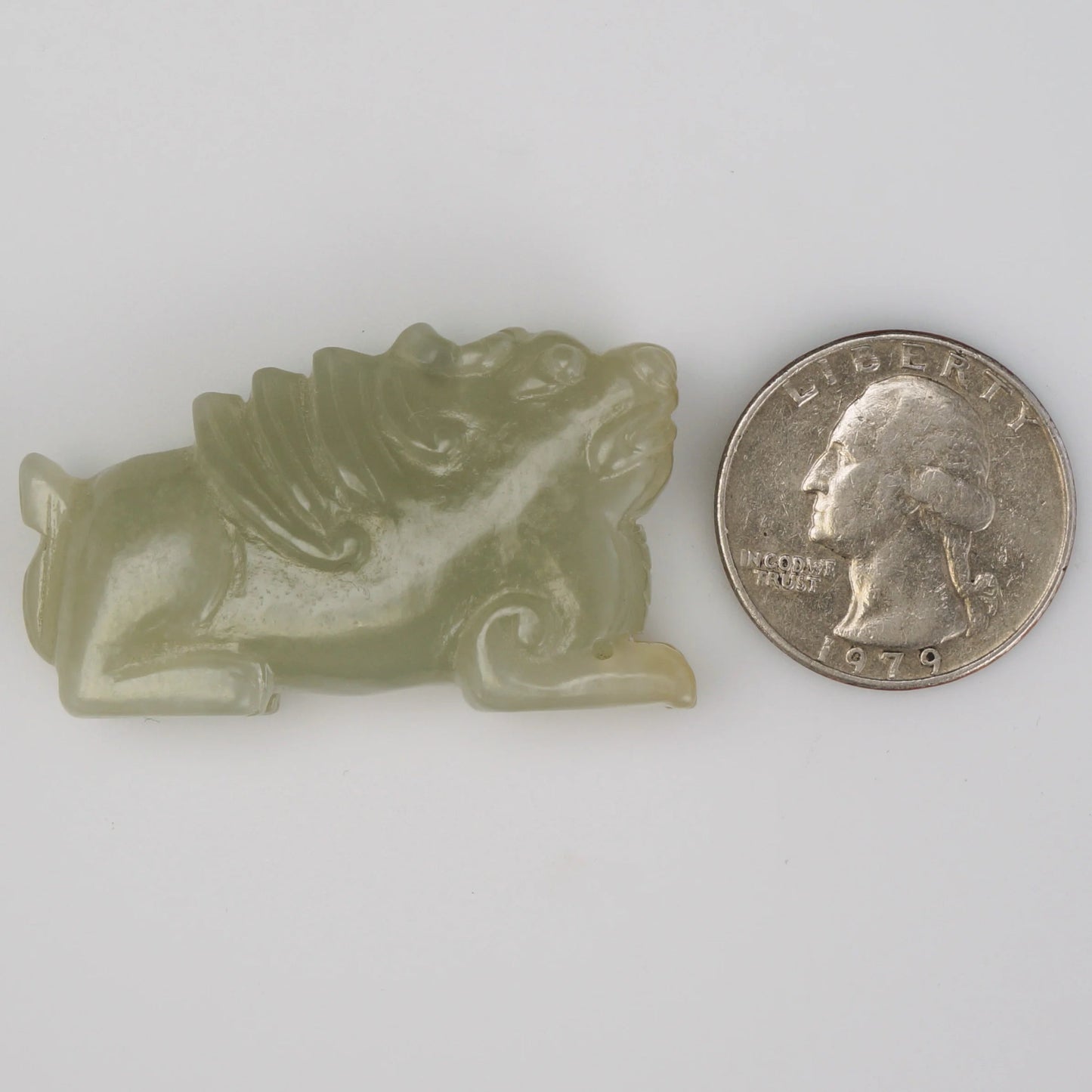 Chinese Bixie Carved Jade Pale Green Ornament Late Qing/Republic - Bear and Raven Antiques