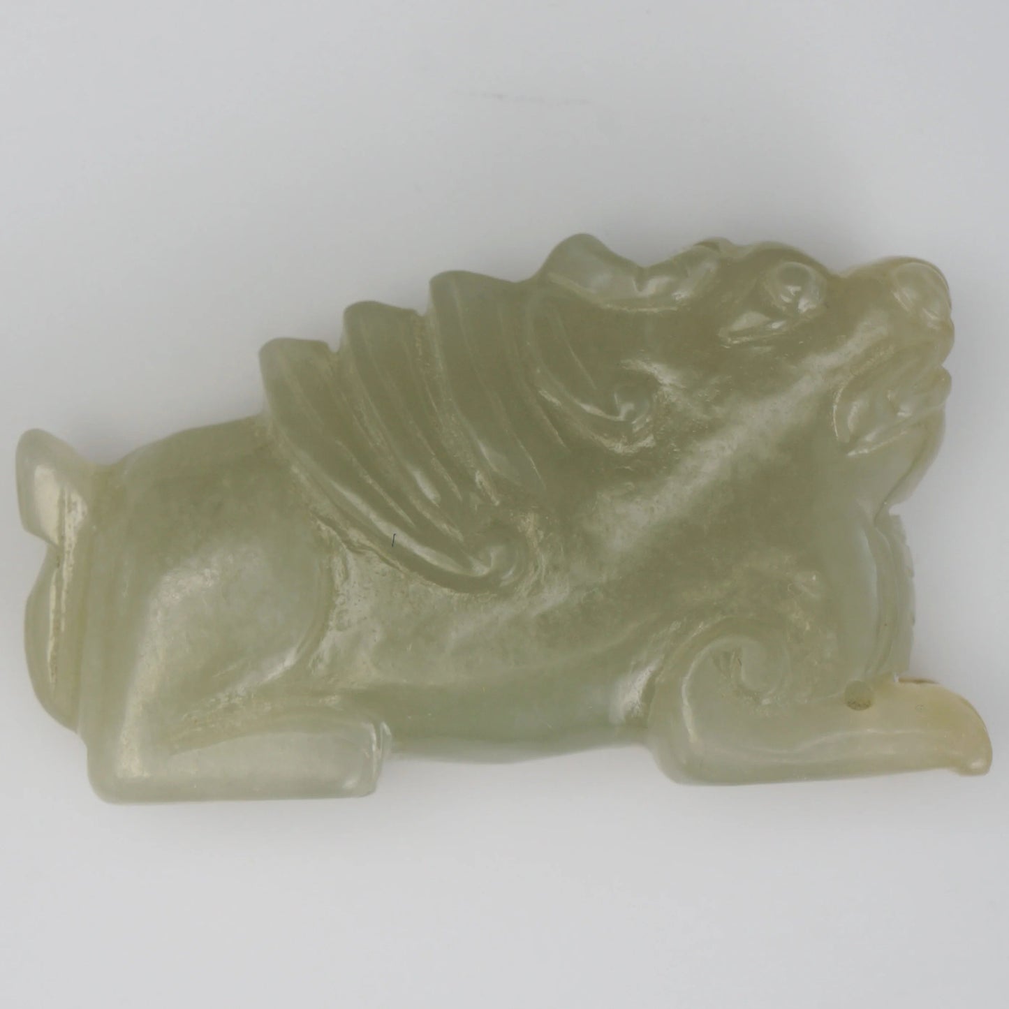 Chinese Bixie Carved Jade Pale Green Ornament Late Qing/Republic - Bear and Raven Antiques