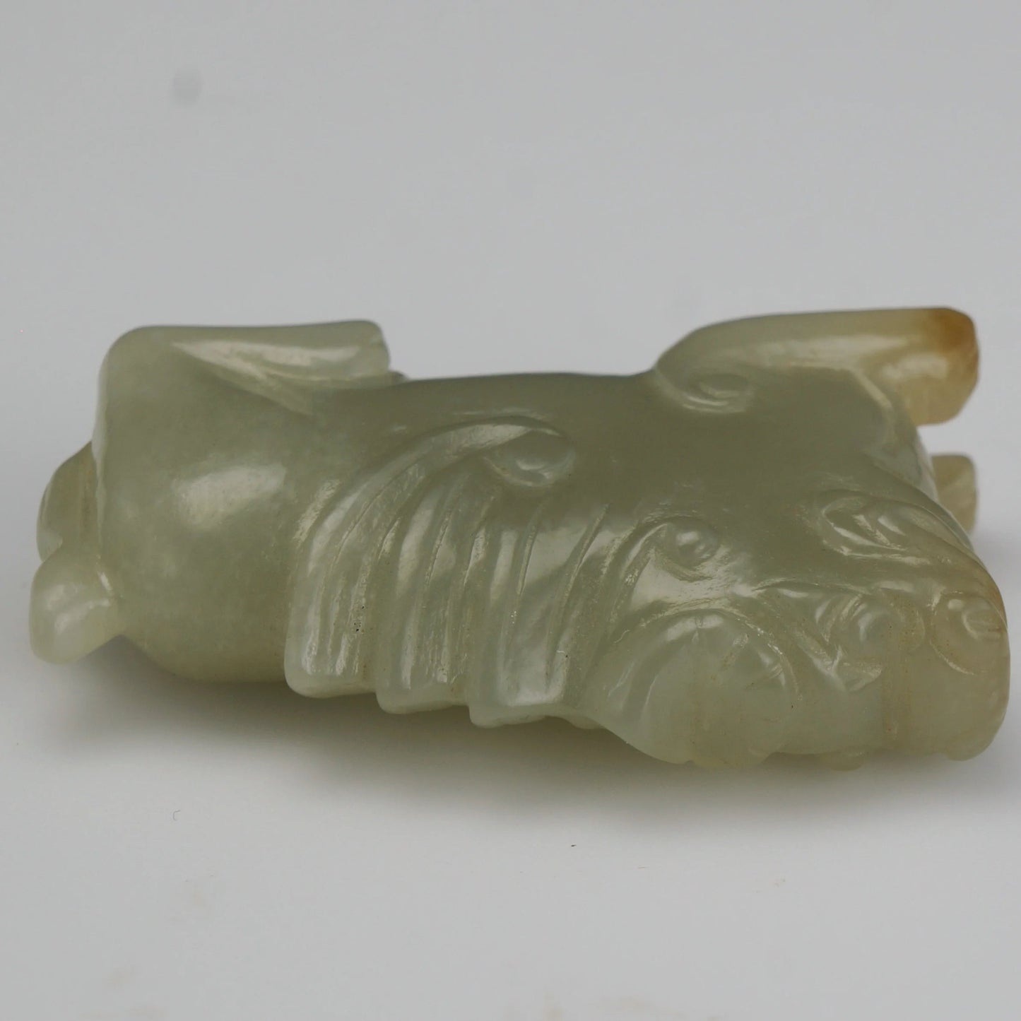 Chinese Bixie Carved Jade Pale Green Ornament Late Qing/Republic - Bear and Raven Antiques