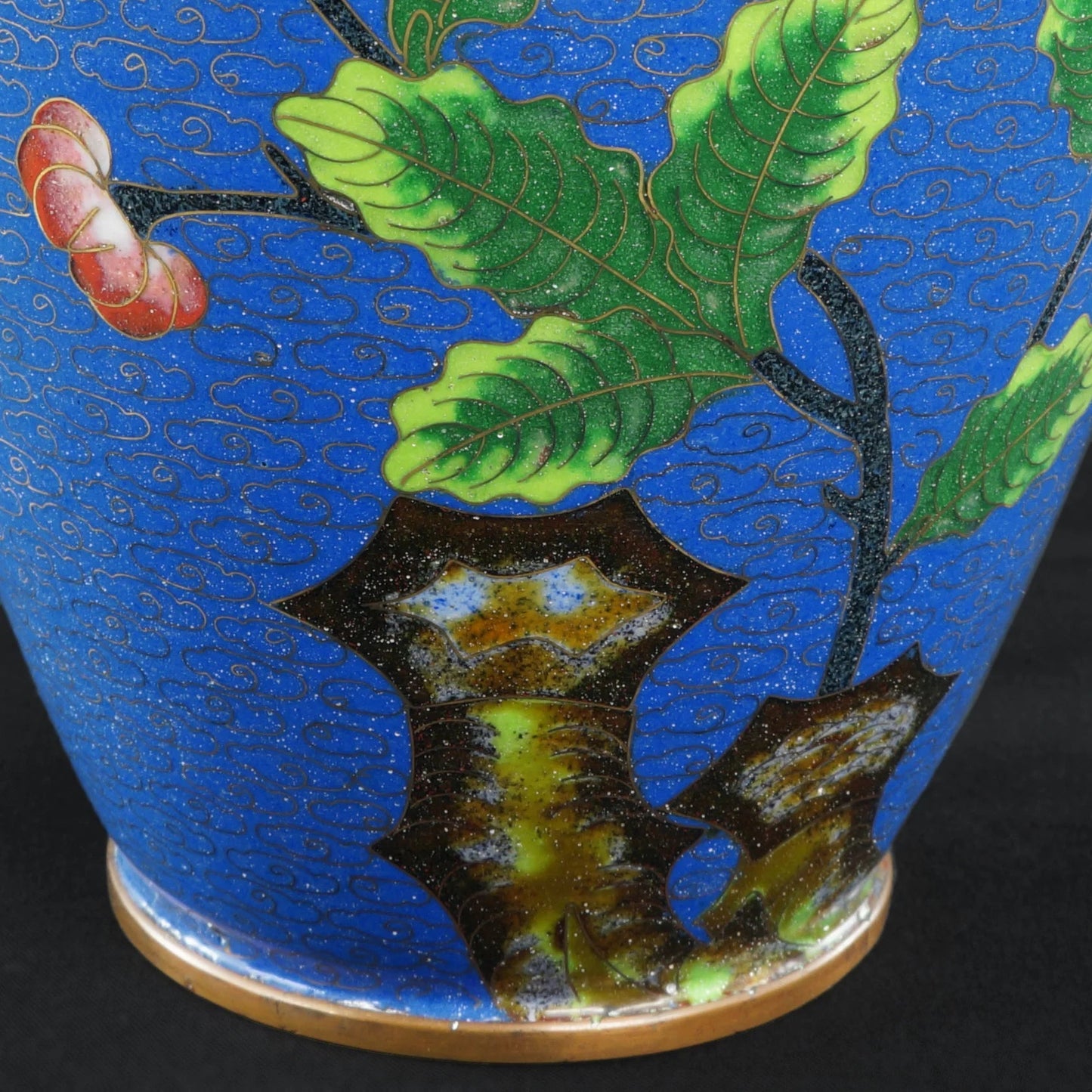 Chinese Blue Cloisonné Floral Vase Republic Period - Bear and Raven Antiques