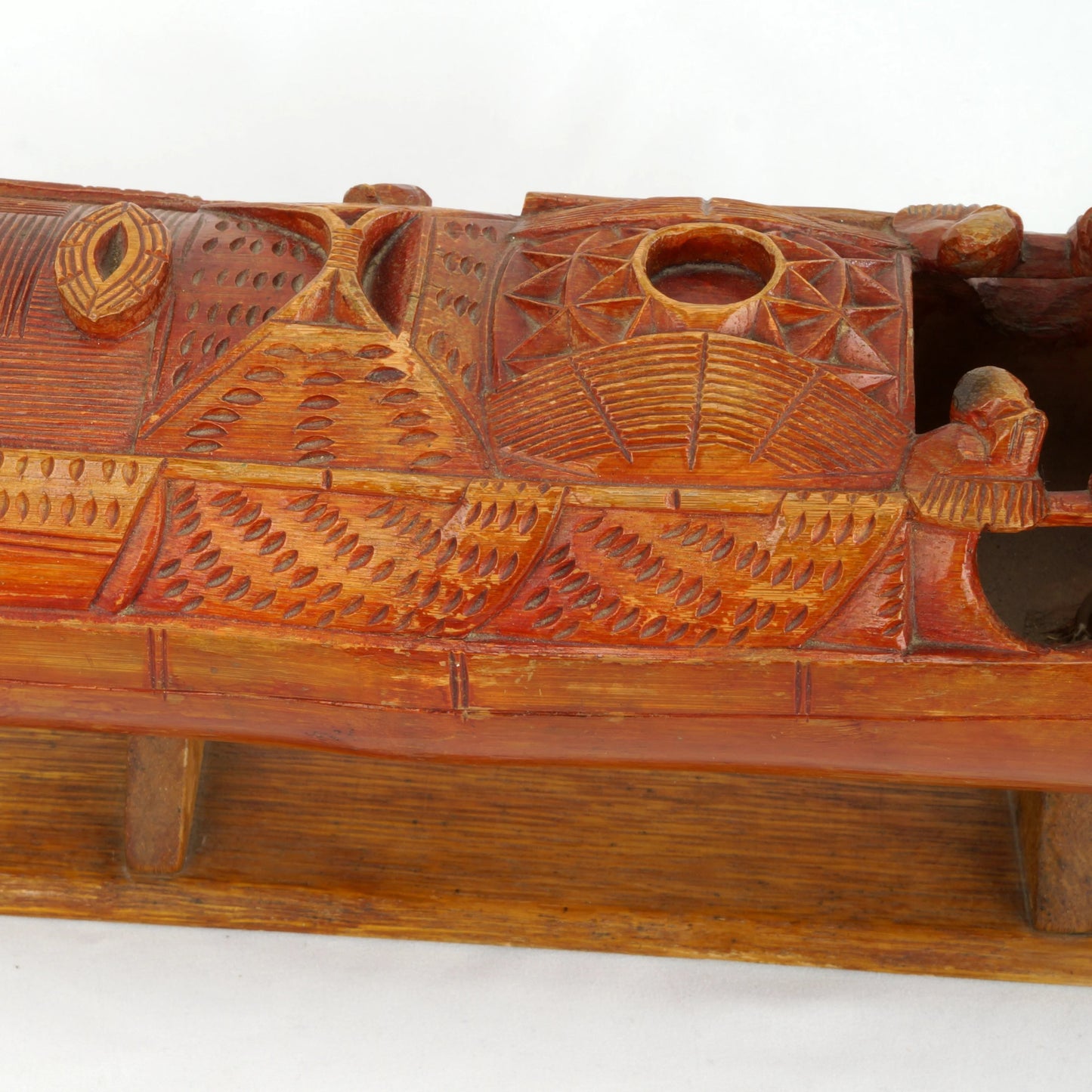 Chinese Carved Bamboo Junk Boat Circa 1920's - Bear and Raven Antiques