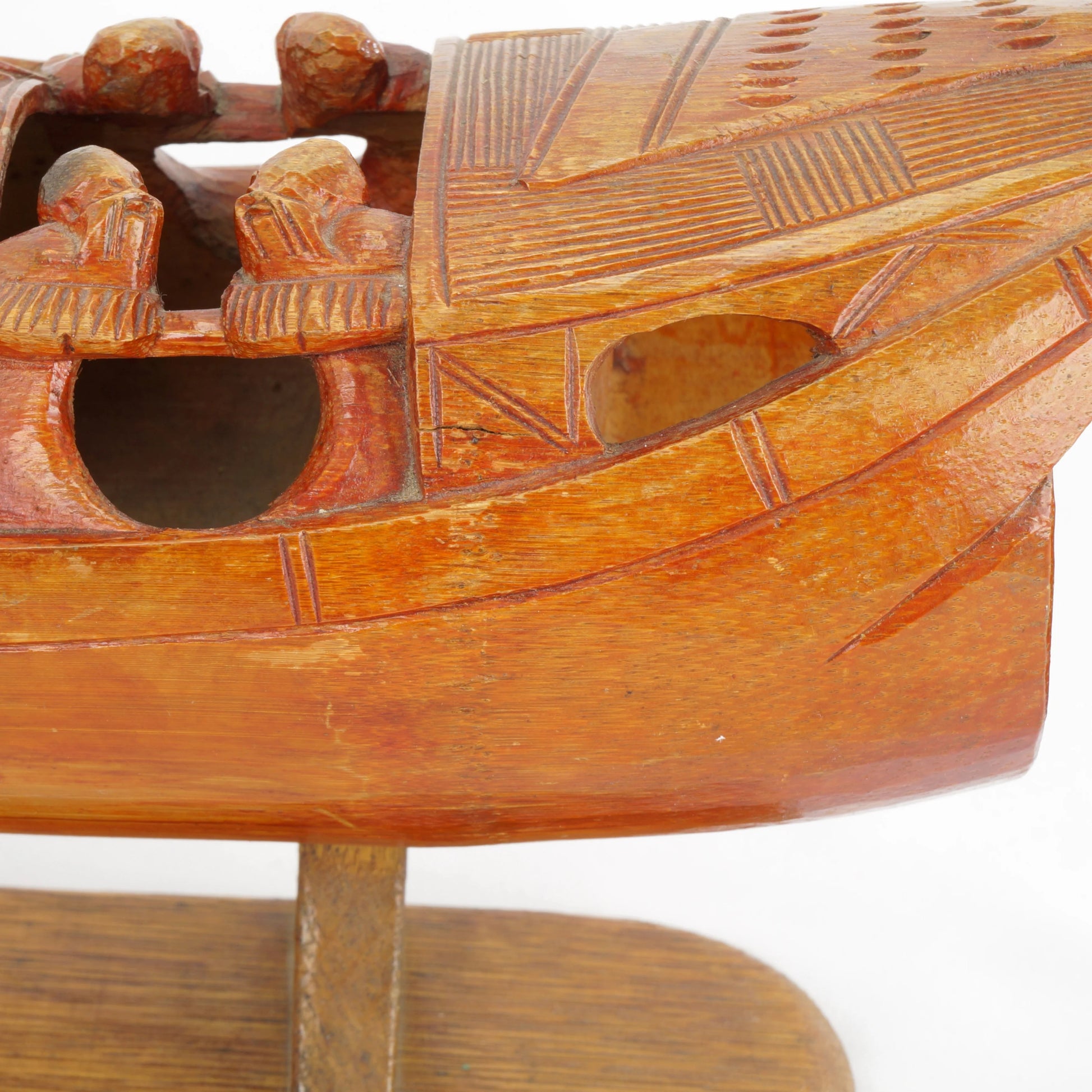 Chinese Carved Bamboo Junk Boat Circa 1920's - Bear and Raven Antiques