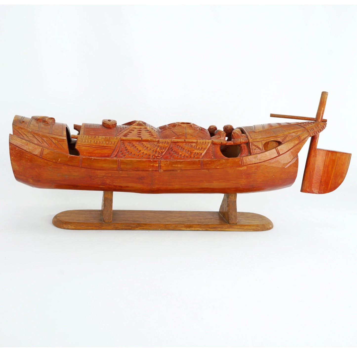 Chinese Carved Bamboo Junk Boat Circa 1920's - Bear and Raven Antiques