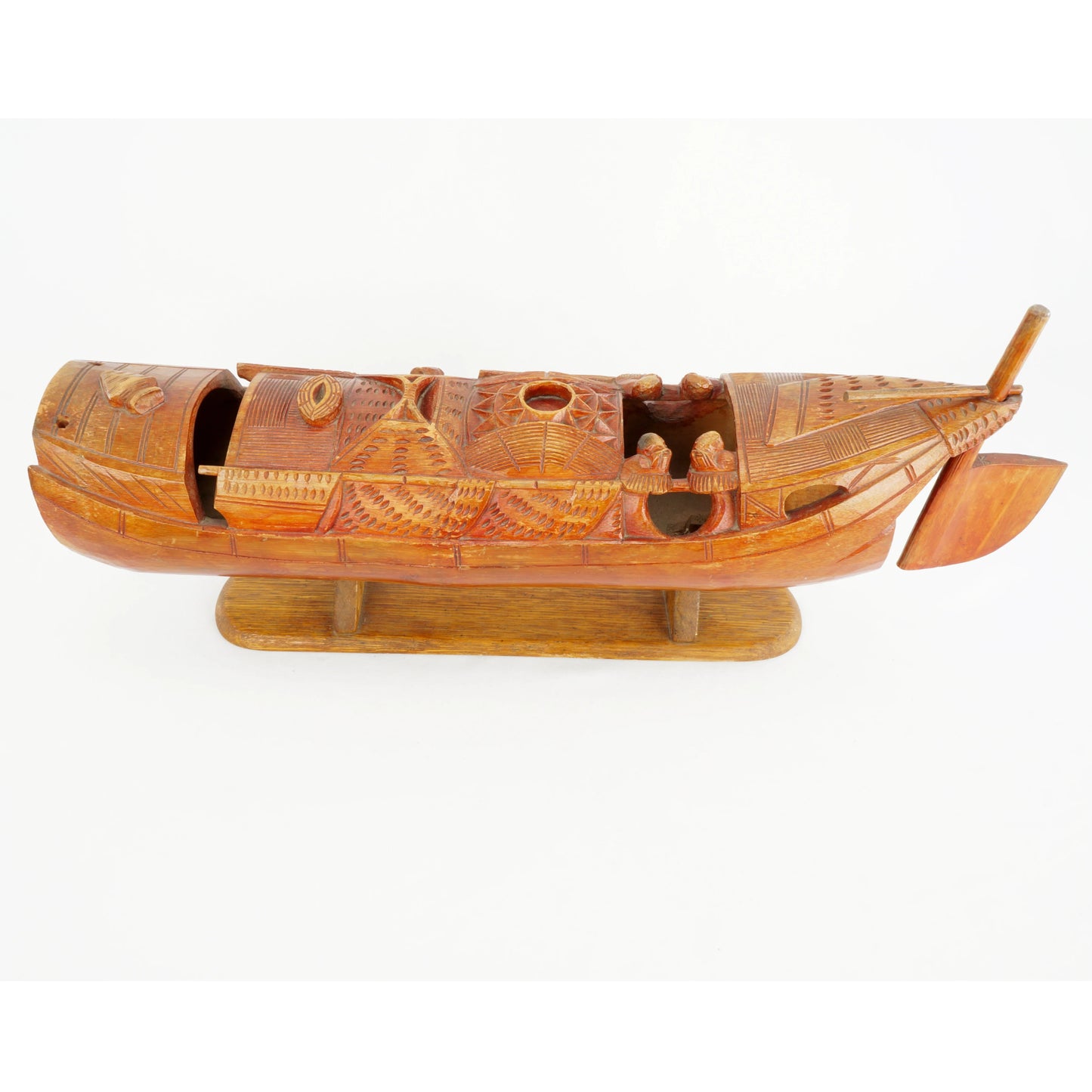 Chinese Carved Bamboo Junk Boat Circa 1920's - Bear and Raven Antiques