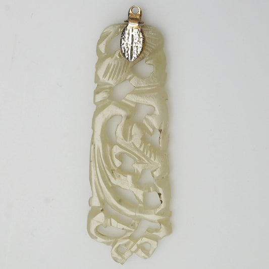 Chinese Carved Pale Green Jade Filigree Pendant Late Qing Republic - Bear and Raven Antiques