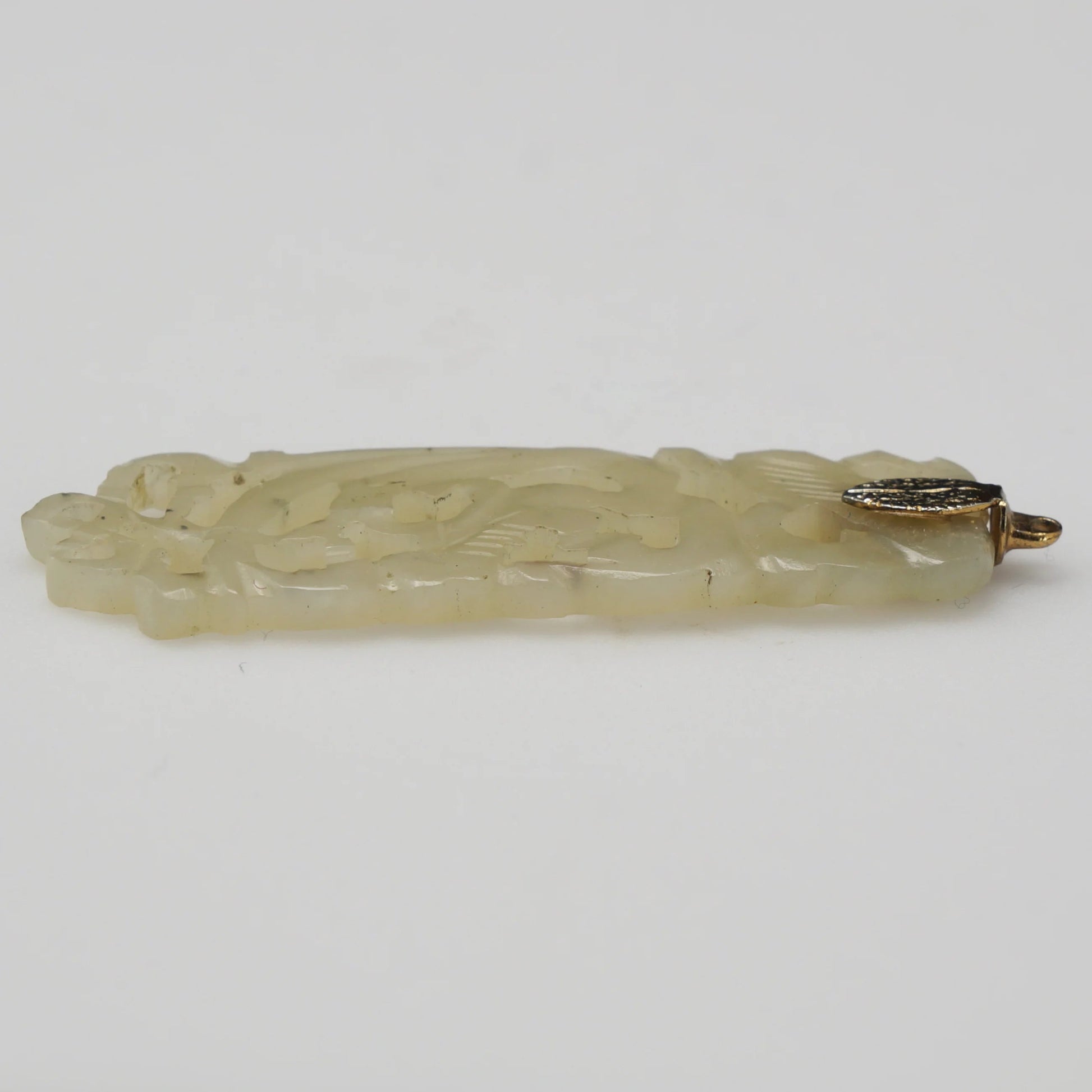 Chinese Carved Pale Green Jade Filigree Pendant Late Qing Republic - Bear and Raven Antiques