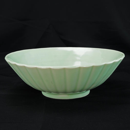 Chinese or Korean Monochrome Celadon Fluted Bowl Circa 1900 - Bear and Raven Antiques