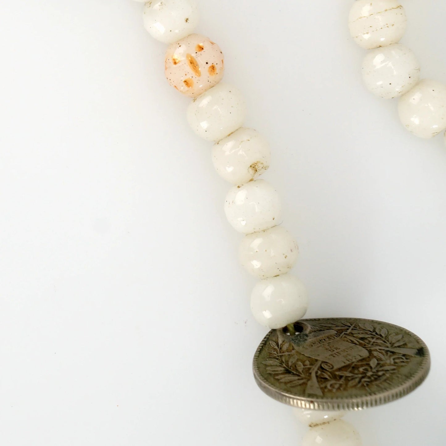 Chinese Peking Glass Bead and Guatemalan Real Coin Chacal Necklace - Bear and Raven Antiques