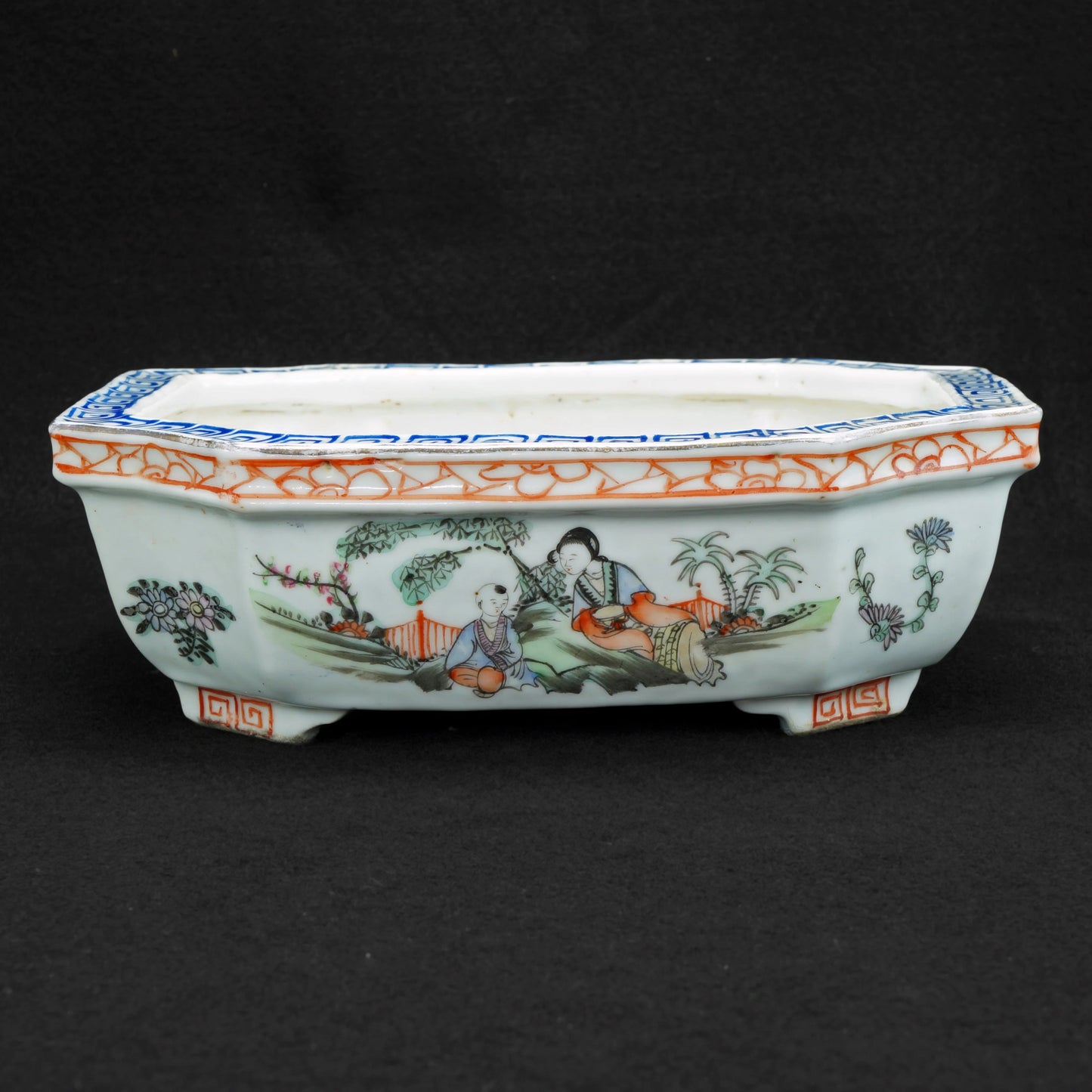 Chinese Polychrome Bulb Pot Jiaqing Reign Mark Late Qing/Republic - Bear and Raven Antiques