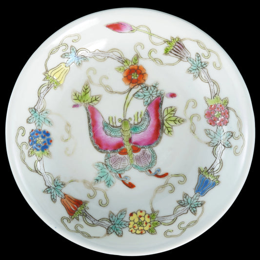 Chinese Polychrome Porcelain Sauce Dish Republic Period - Bear and Raven Antiques