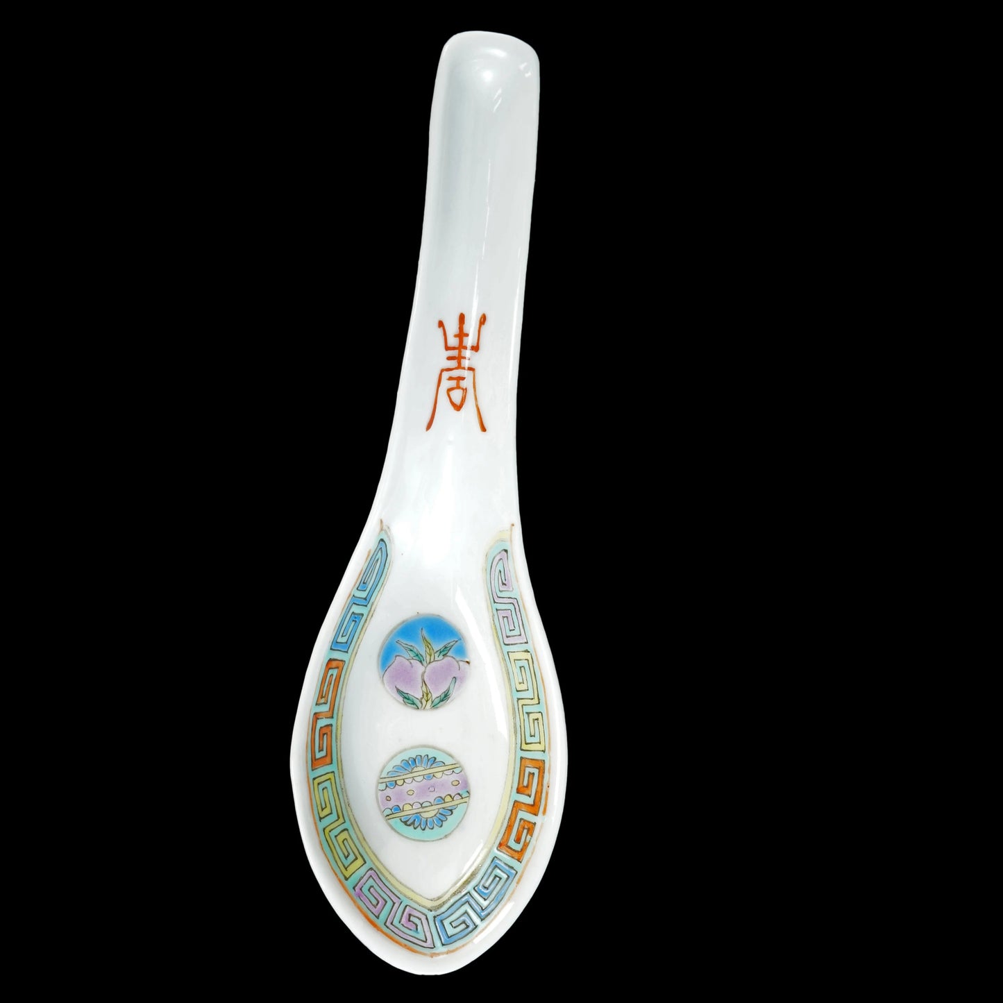 Chinese Polychrome Porcelain Spoons Qianlong Mark Republic Period Set of 5 - Bear and Raven Antiques