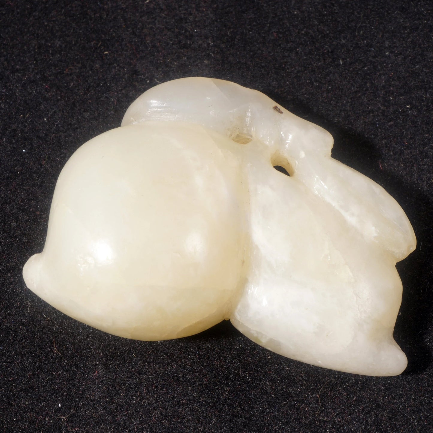 Chinese Qing/Republic Carved White Jade Toggle Two Peaches - Bear and Raven Antiques