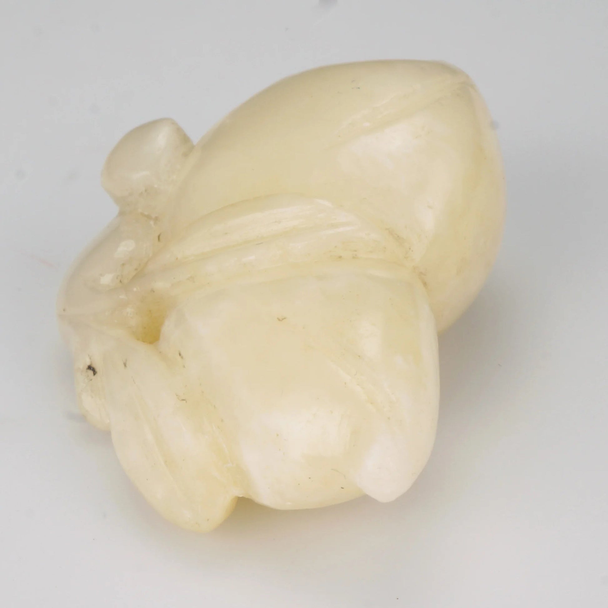 Chinese Qing/Republic Carved White Jade Toggle Two Peaches - Bear and Raven Antiques