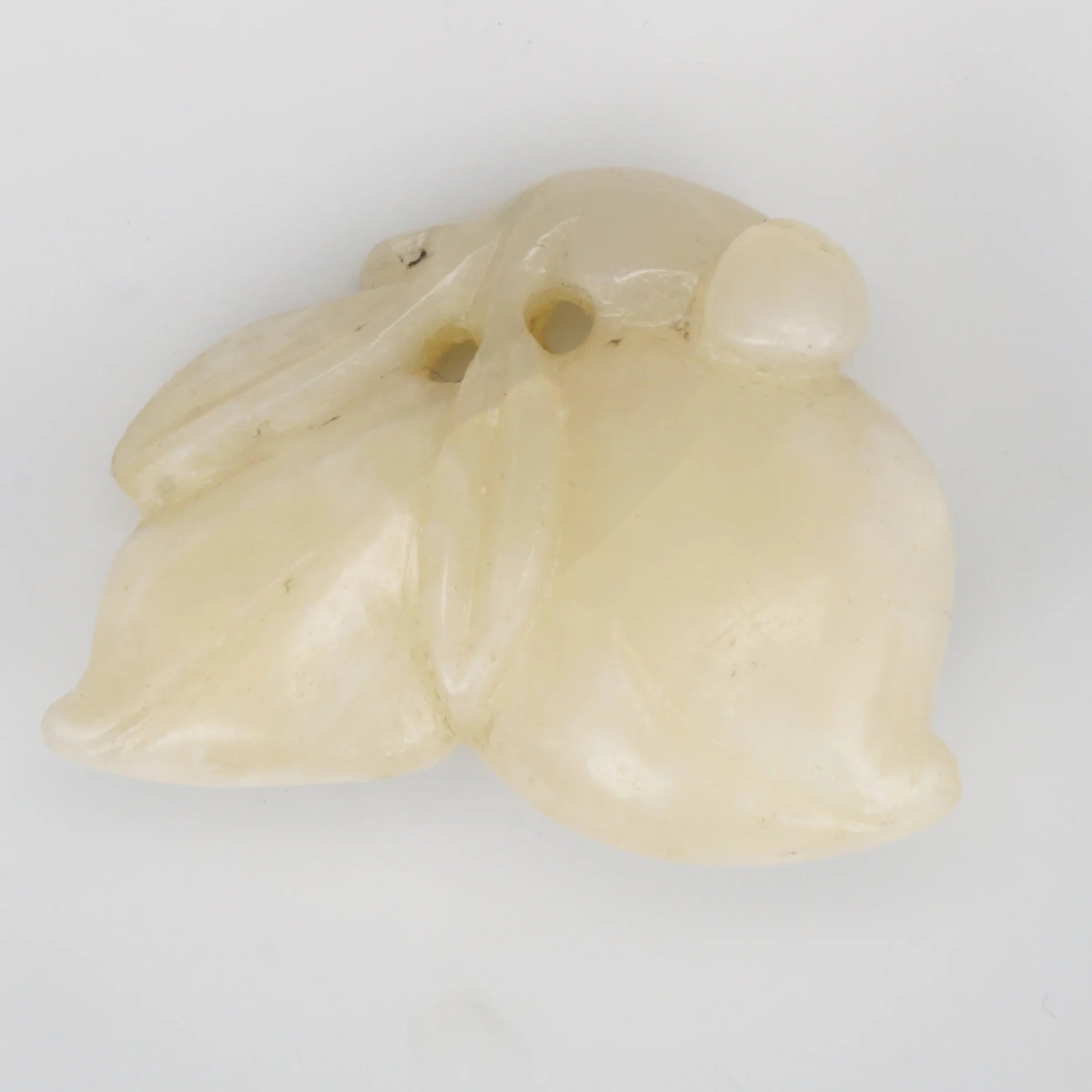 Chinese Qing/Republic Carved White Jade Toggle Two Peaches - Bear and Raven Antiques