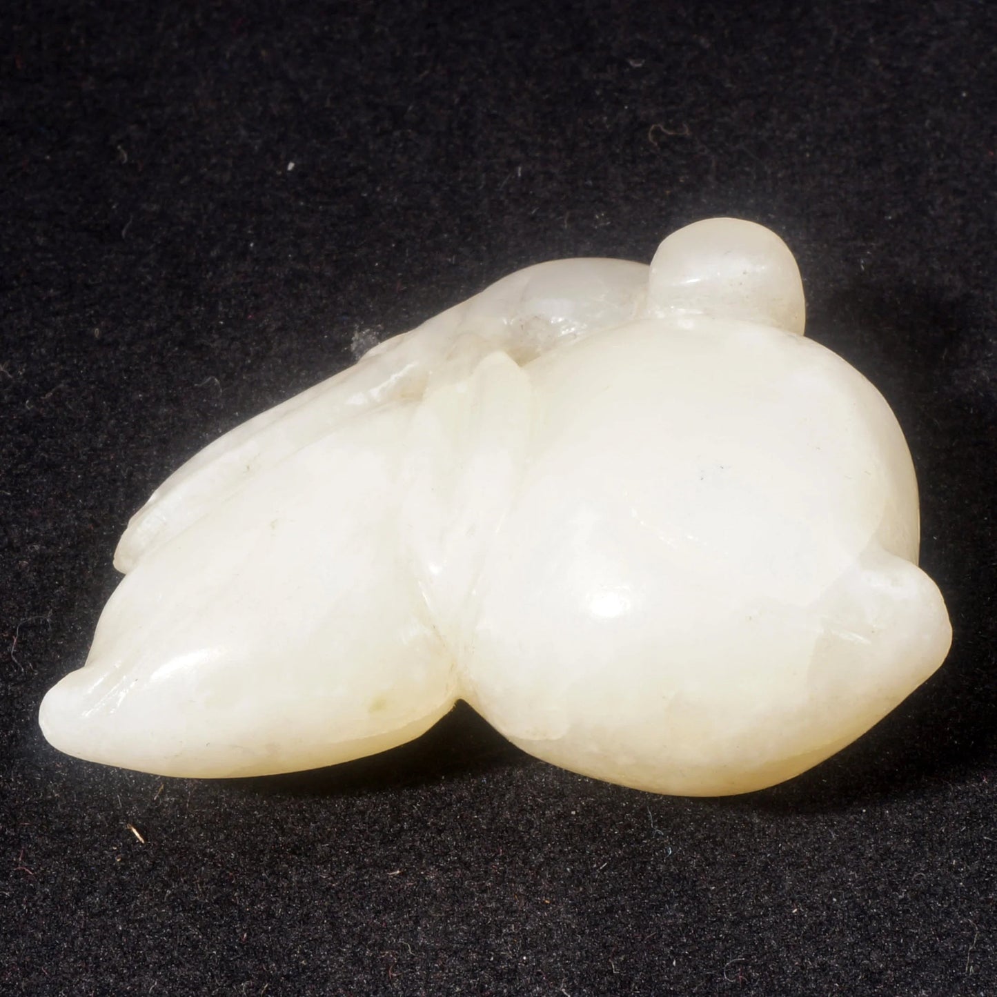 Chinese Qing/Republic Carved White Jade Toggle Two Peaches - Bear and Raven Antiques