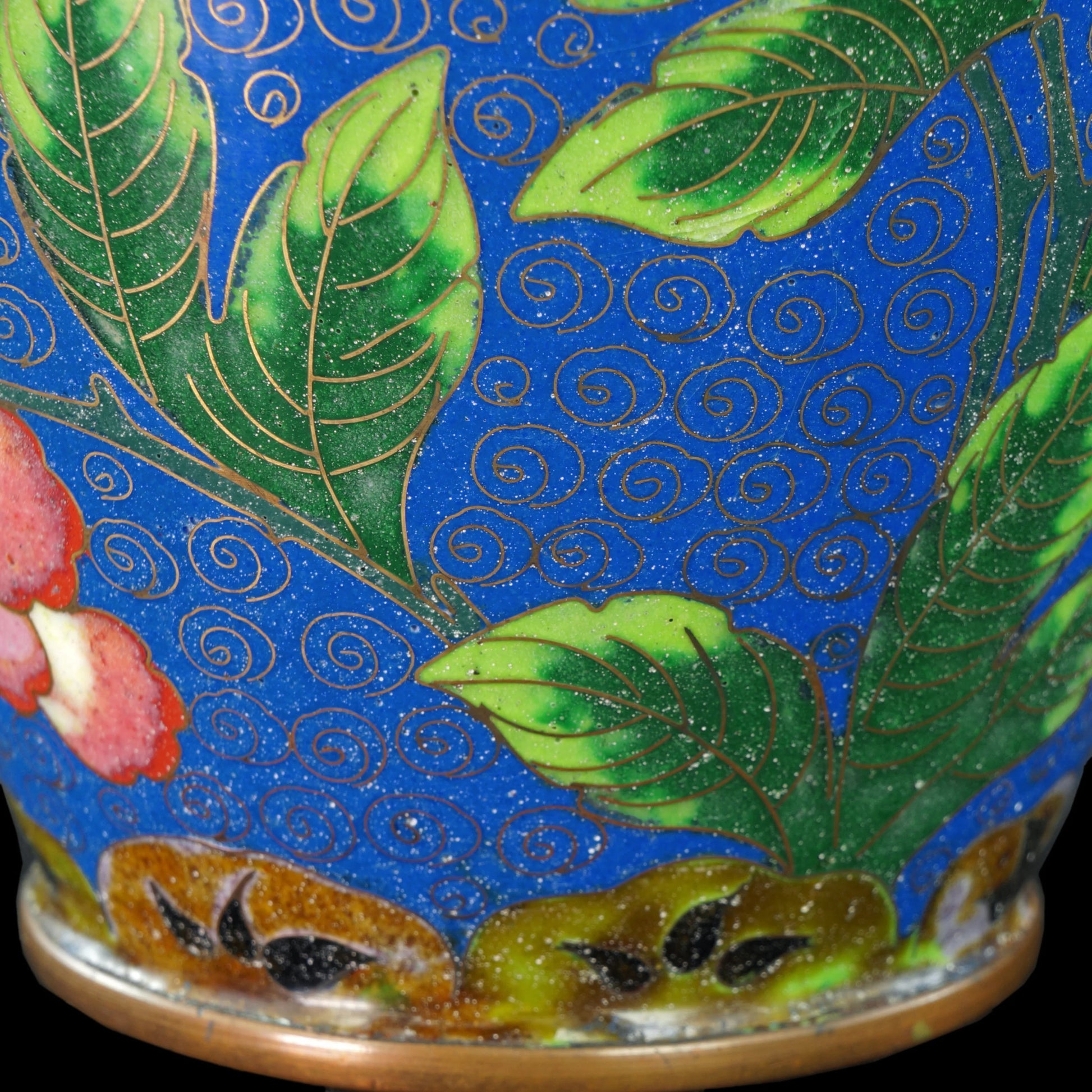 Chinese Republic 8 1/2" tall Cloisonné Peony Vase Circa 1920 - Bear and Raven Antiques